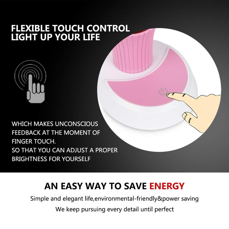 Uniwit Desk Lamp for Kids Sunflower LED Charging Table Lamp Support Eye Protection Small Desk Folding for Reading,Study and Office, Adjustable Brightness - Pink - Image 3